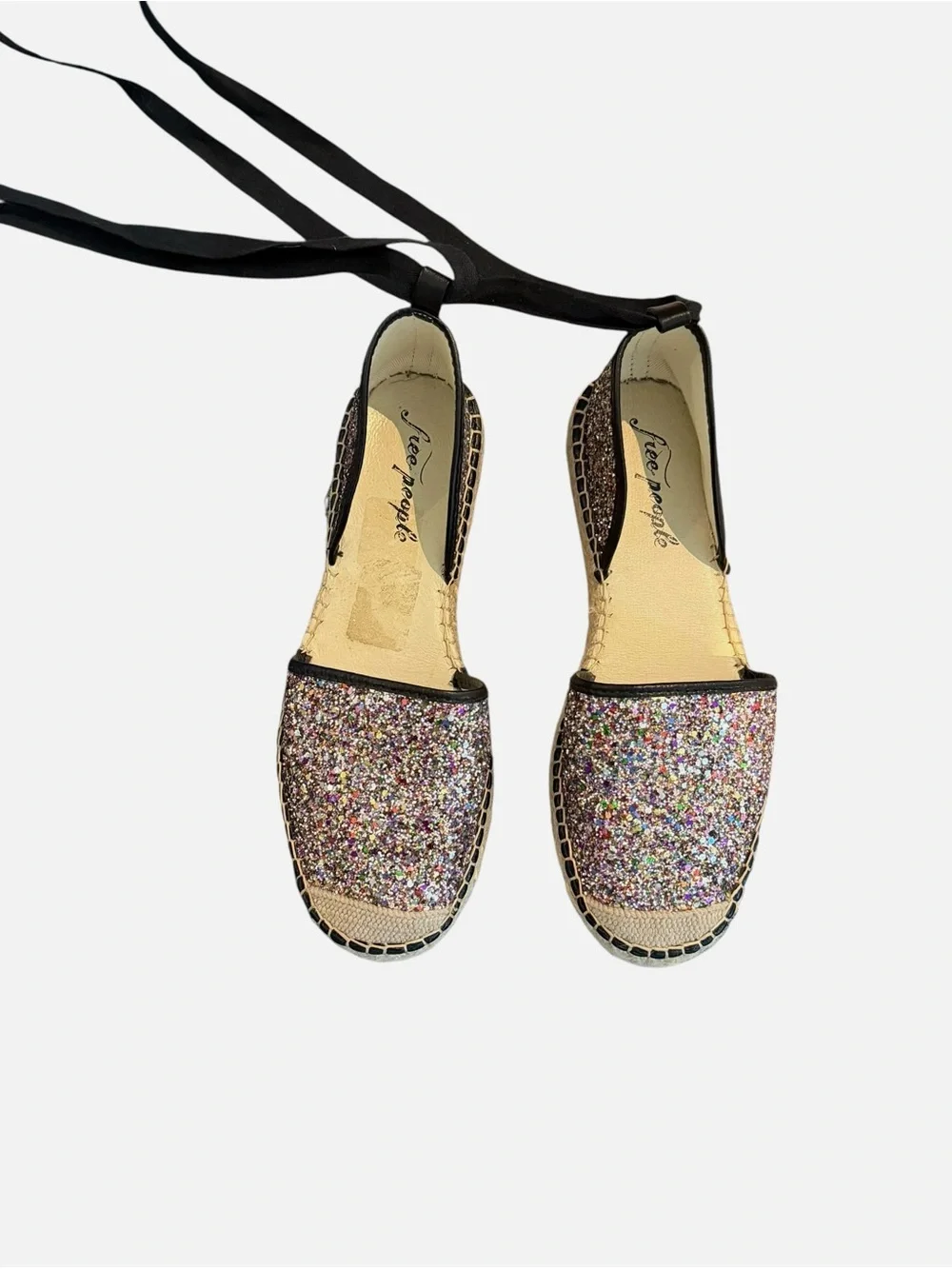 Revolve Free People Paradise Multicolor Glitter Espadrille Ankle-Tie Flats
